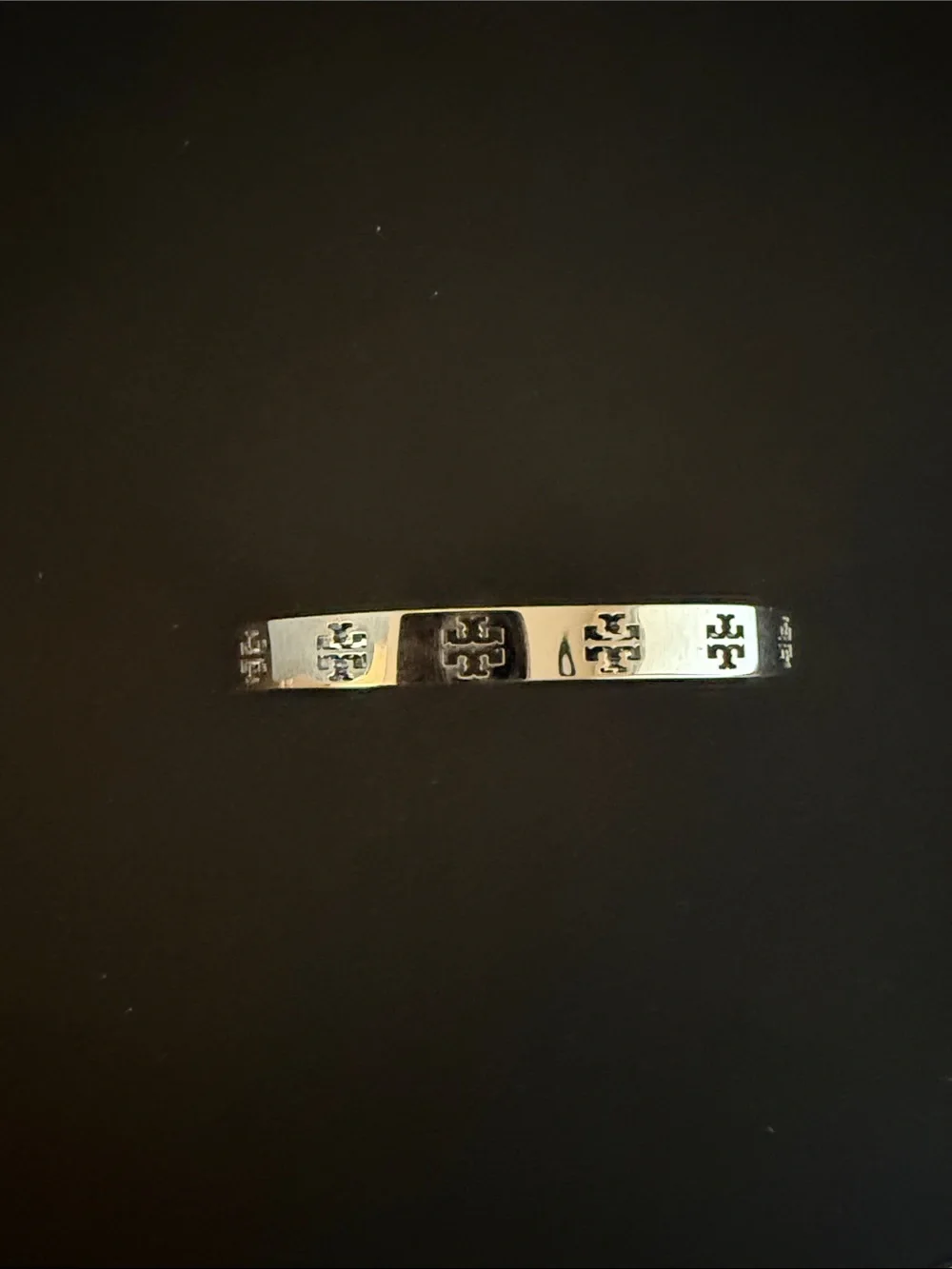 Tory Burch Silver Logo Stamped Ring